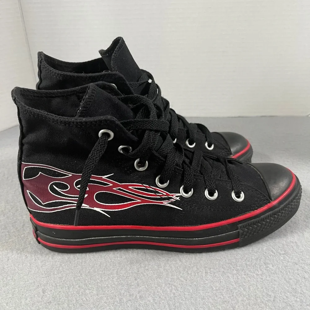 Converse Chuck‎ Taylor All Star High Top Black Red Flame Shoes Mens 5 Womens 7